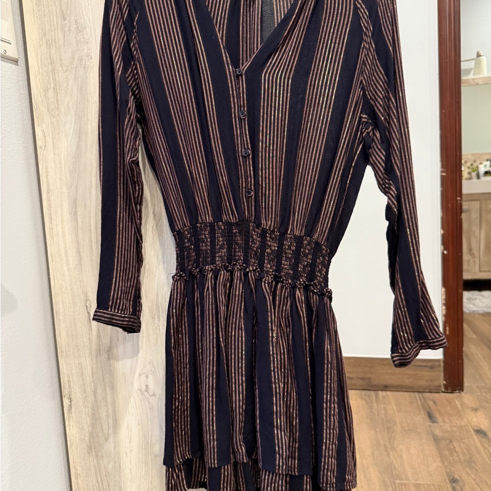 Striped Navy and Brown Dress